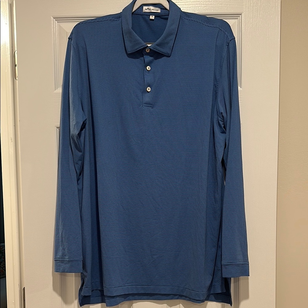 Men's Peter Miller, Blue Long Sleeve Polo Shirt, Like New